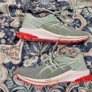 Asics Women's Athletic Shoes in Green and Pink